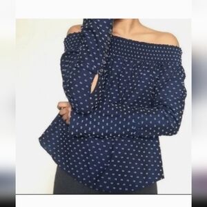 Derek Lam Dark Blue Off-Shoulder Blouse